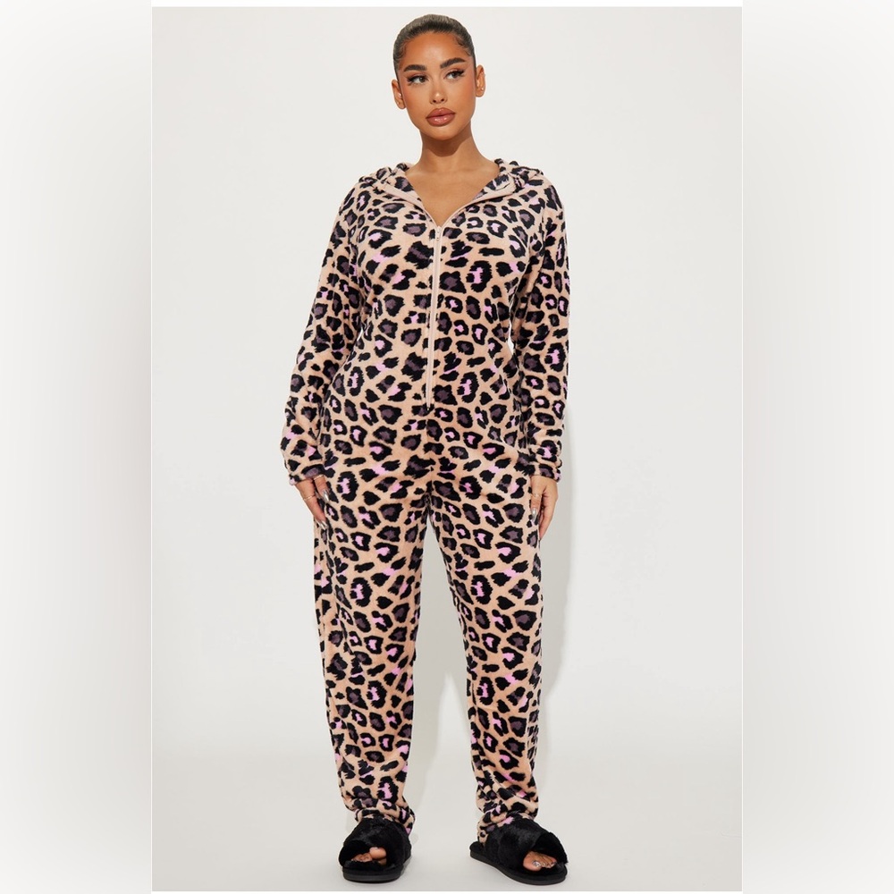 Fashion Nova Wild nights plush hoodie pj onesie